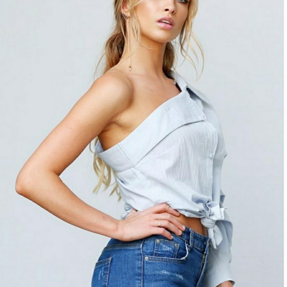 Chambray off shoulder top